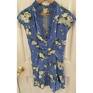 Free People Alora Mini Dress In Blue Periwinkle lace crochet Size 6 boho gypsy